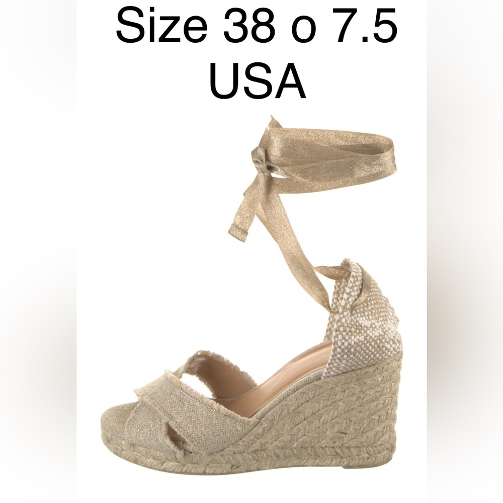 Castañer Canvas Glitter Accents Espadrilles Size 38 Or 7.5 In USA